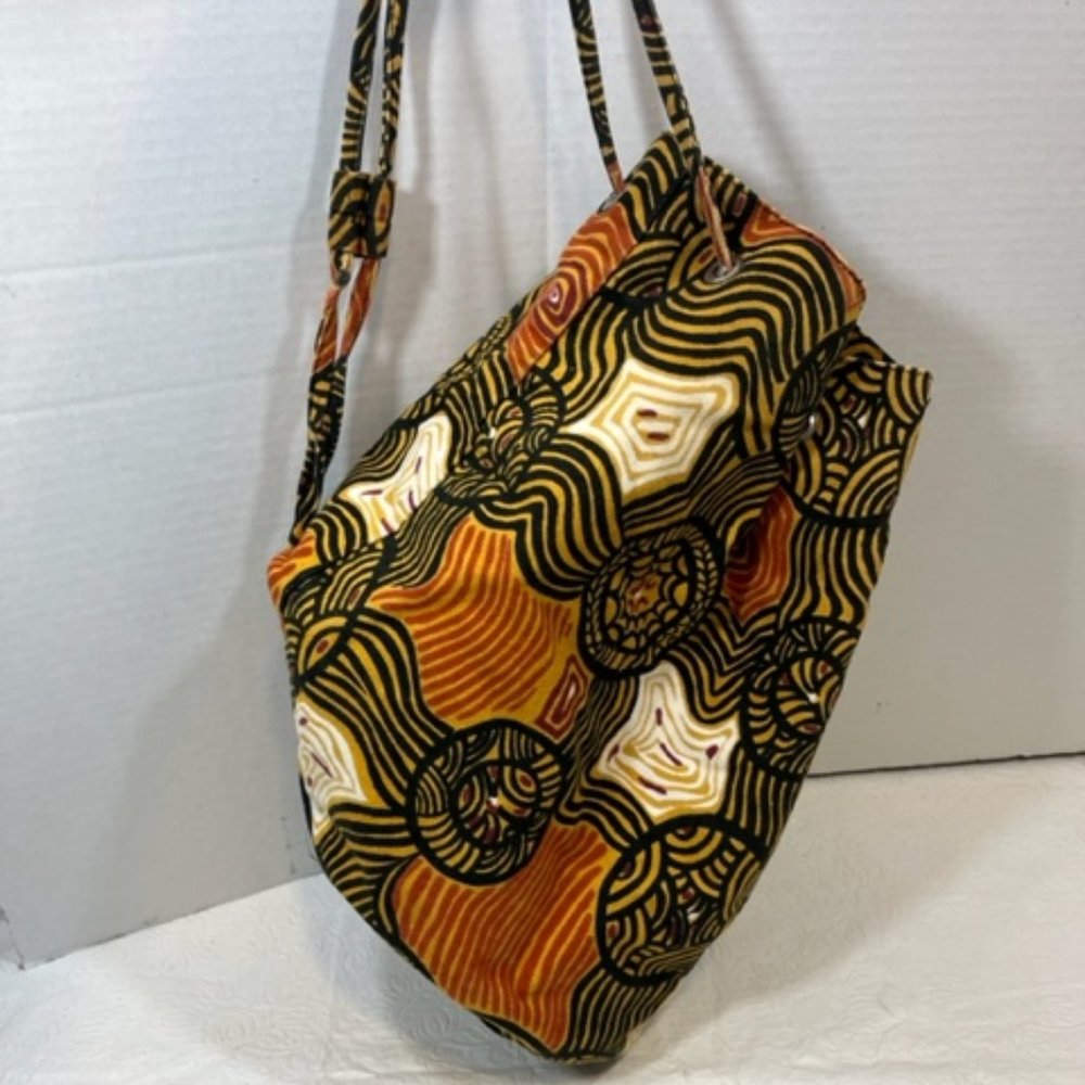 Batik Canvas Backpack Drawstring Shoulder Bag 9x9… - image 2